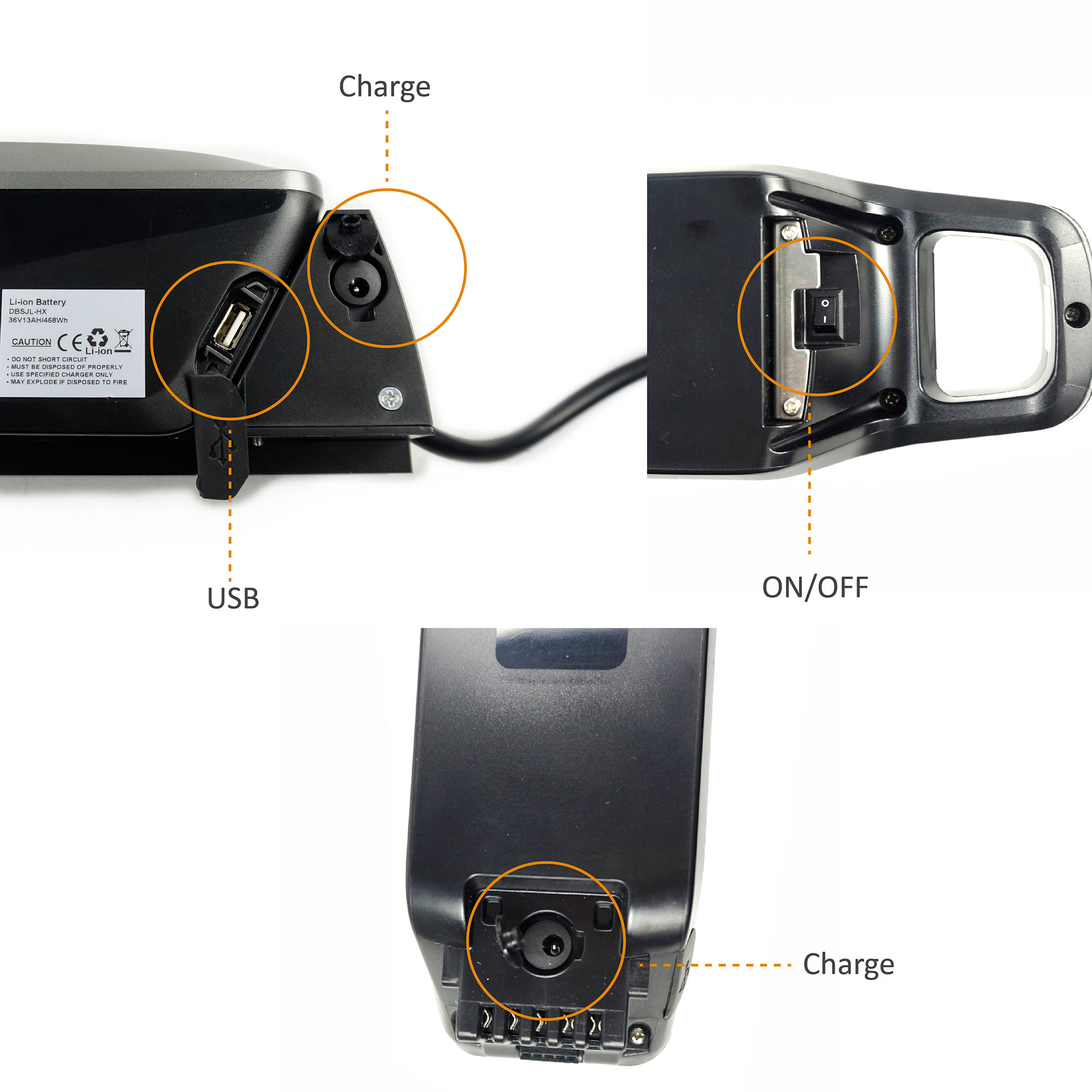 Batería Greenpedel XHXH 36v con USB